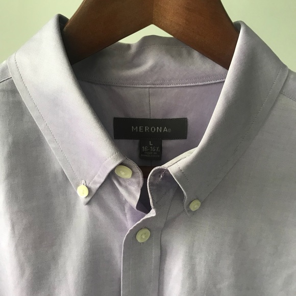 Merona Large 16 - 16 1/2 Purple Button Front Shirt - Picture 3 of 6